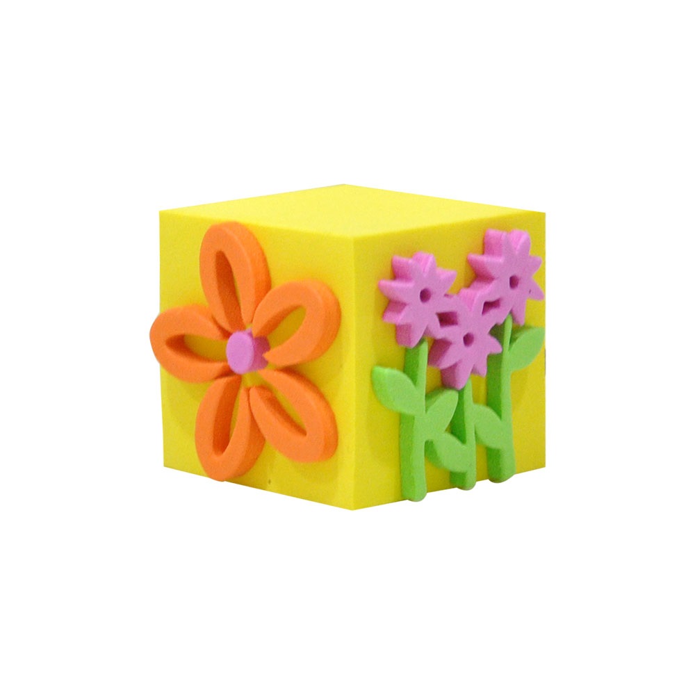 Bubu Küp Eva Baskı - 00025 - Çiçekler -Sarı - Küp